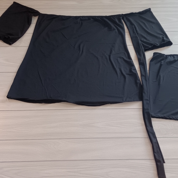 Women One-Shoulder Solid Color Straps Comfortable Elastic Shorts Two-Pieces - Picture 5 of 14